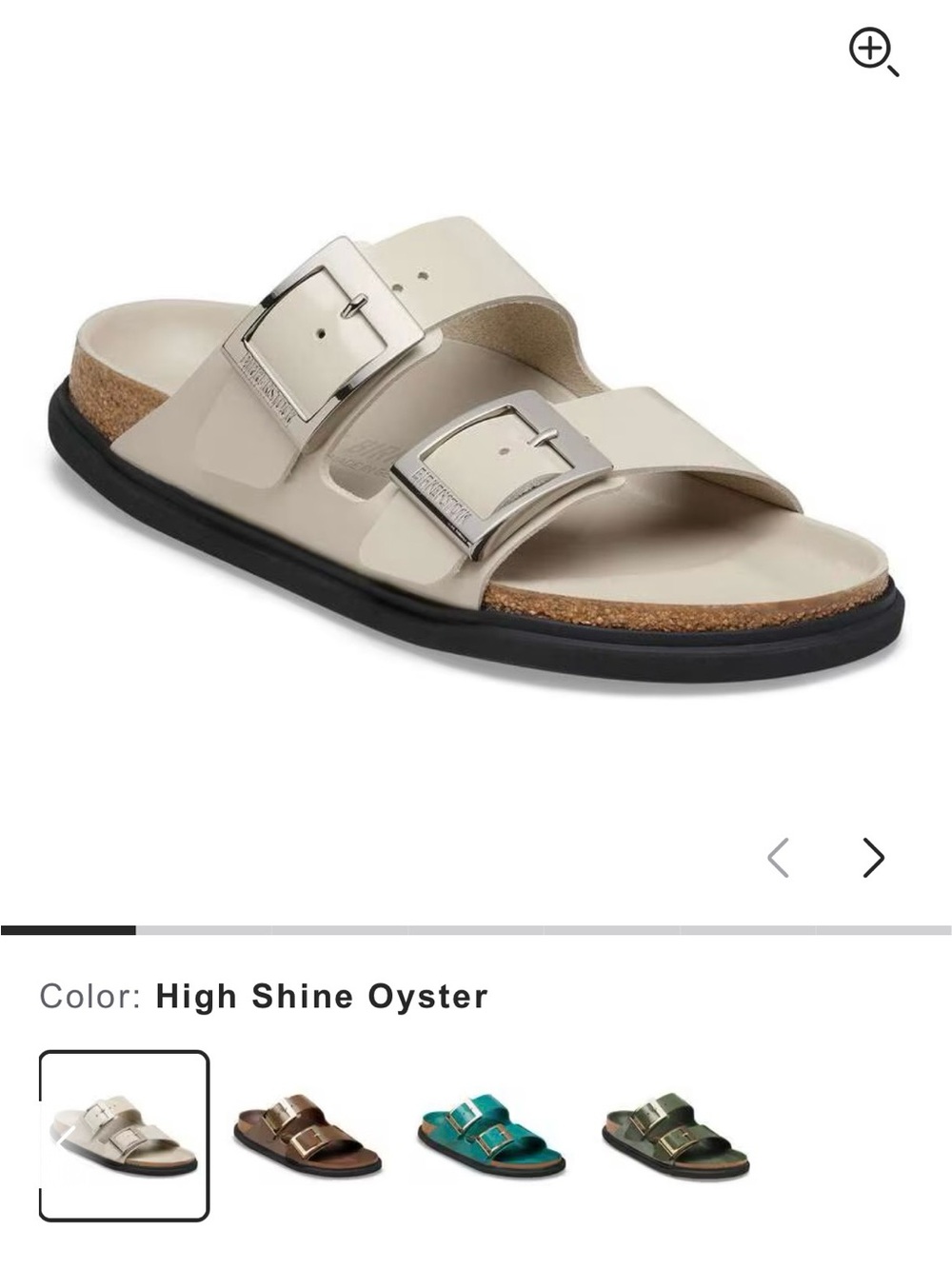 Birkenstock Womens High Shine Oyster Two-Strap Sandal in Oyster size 40 Regular